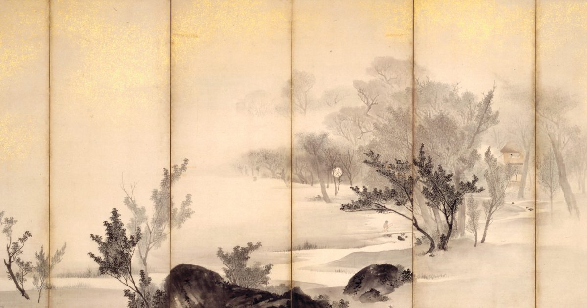 円山応挙＿秋月雪峡図屏風